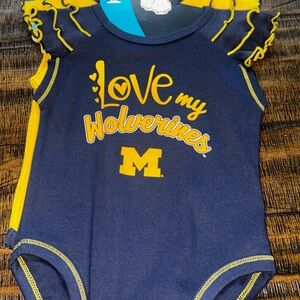 Wolverines Navy and Yellow Kids Bodysuit